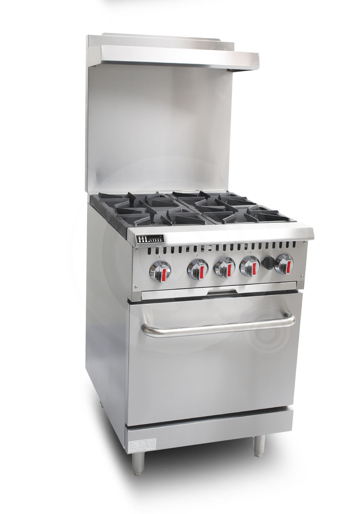 6 Open Burner With Oven and Backsplash